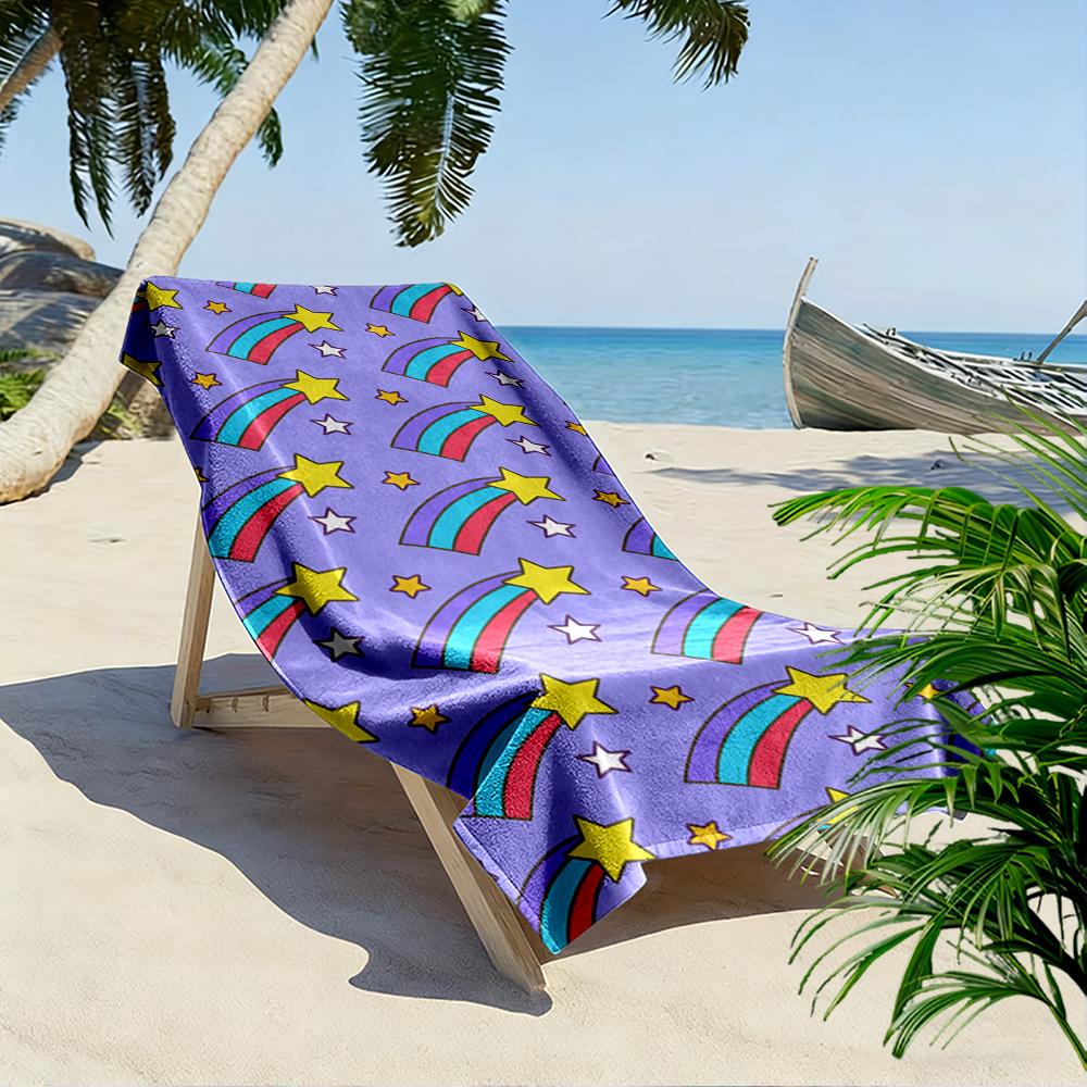 Colorful Shooting Stars Pattern Design Beach Towel Quick-drying for Travel Outdoor Sports Jogging Beach and Swimming