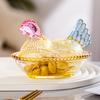 Glas Henne auf Nest Süßigkeitenschale mit Deckel Große Fußschale für Süßigkeiten Kekse Nüsse Desserts Vintage Rustikal Bonbonglas für Zuhause Küche Büro
