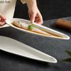 White Shaped Fish Plate Ceramic Autumn Knife Fish Long Strip Plate Steamed Fish Plate Sushi Dish Artistic Conception Tableware