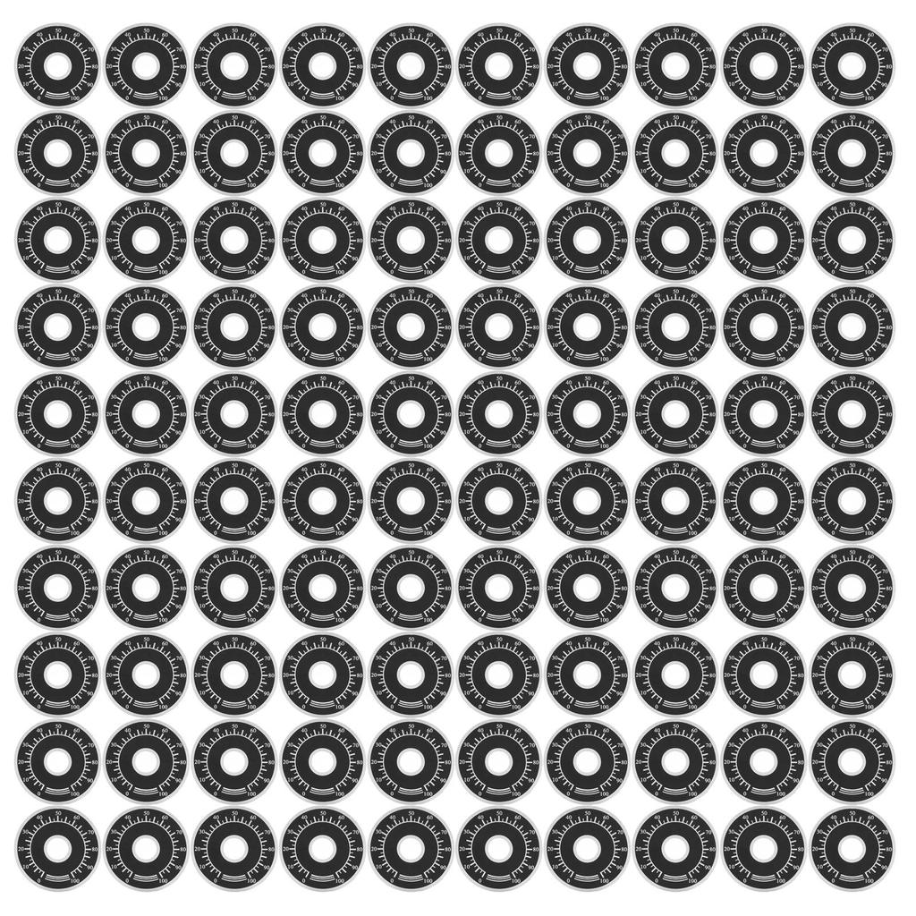 200Pcs Dial Plate Aluminum Alloy Round Scale Plates Sheet 0100 BEMKDP for Potentiometer