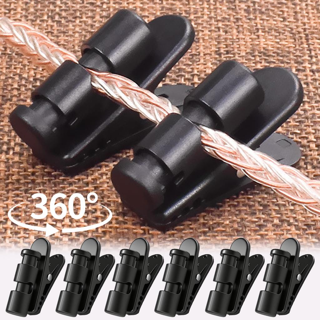 Universal Headphone Wire Clip 360 Degree Rotatable Earphone Earbud Cable Clip Cord Collar Hooks for Broadcast Microphone
