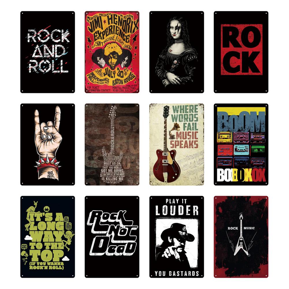 Buy Retro Rock Music Metal Plate Painting for Bar Pub Tin Plaques Wall