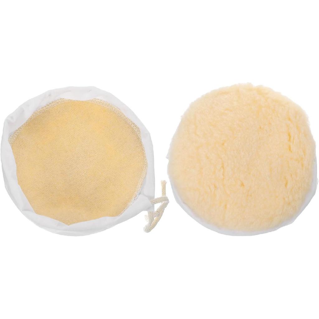 HARFINGTON 2pcs Car Polisher Bonnet Buffing Pad Synthetic Wool Tie-On Polishing Buffing Pad Cover for 5"-6" Car Buffer Bonnets Polisher, Beige