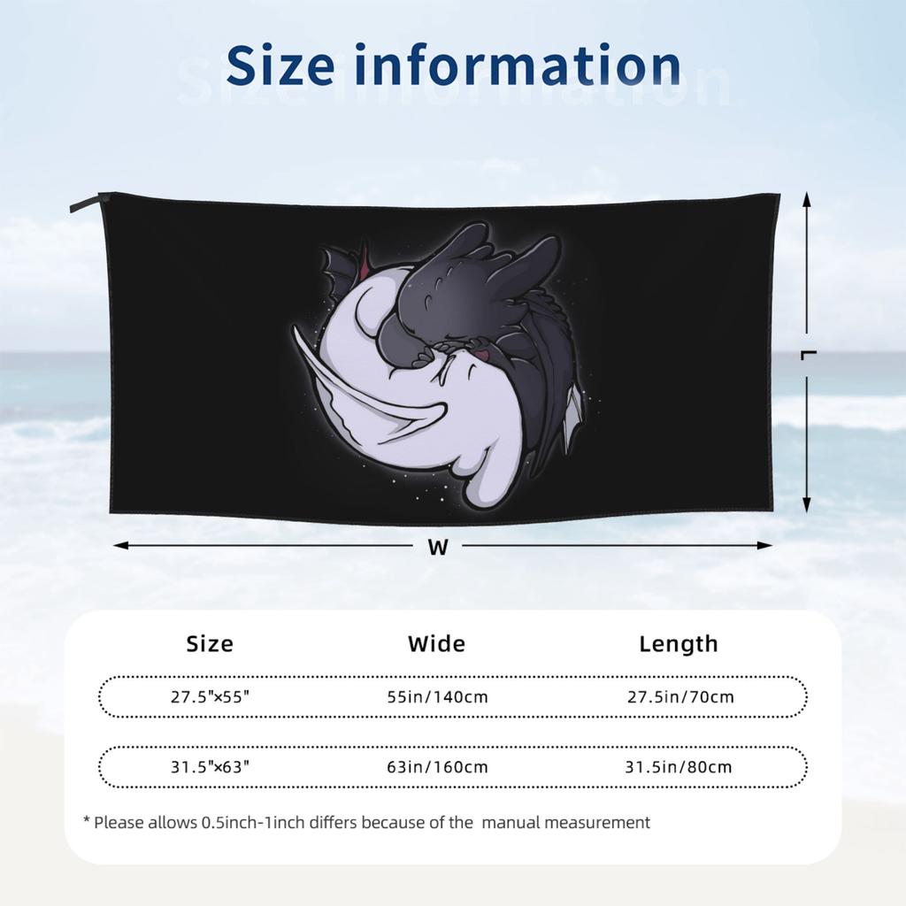 Toothless And Light Fury Hugging Beach Towel Soft Microfiber Quick Dry Absorbent Quick Towels For Swimming