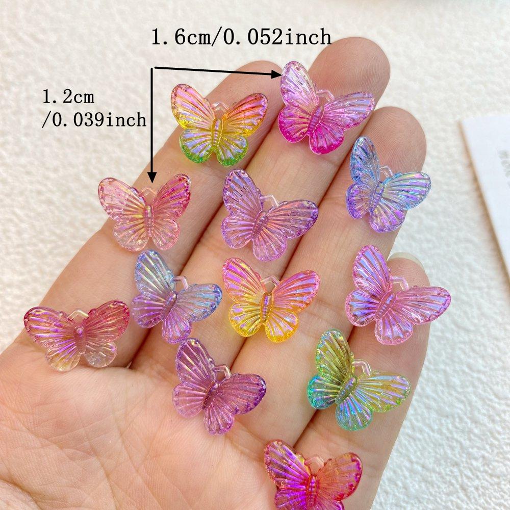 40Pcs New Cute Resin Mini Sparkling Butterfly Series Flat Back Manicure Parts Embellishments For Hair Bows Accessories