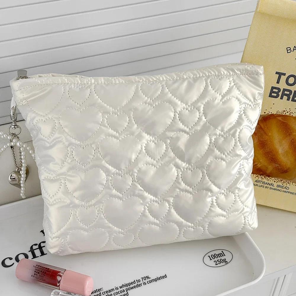 Luxury Heart Waterproof Women Makeup Bag Handbag Travel Cosmetic Toiletry Storage Pouch Elegant Square Zipper Bag