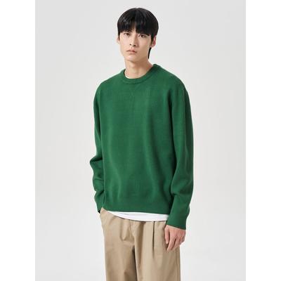 Birdseye Double-Weave Round Neck Knit Green