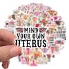 50 Feminist Uterus Floral Graffiti Stickers Decorate Suitcase Pen Guitar Notebook Waterproof Explosive