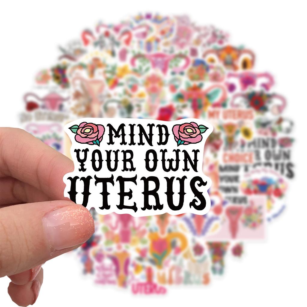 50 Feminist Uterus Floral Graffiti Stickers Decorate Suitcase Pen Guitar Notebook Waterproof Explosive