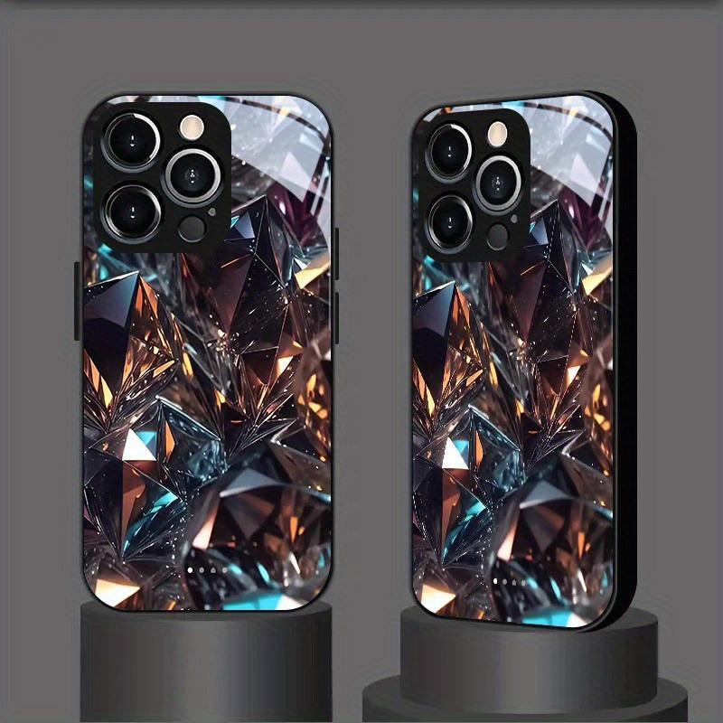 Brilliant Crystal Pattern Tempered Glass Phone Case For iPhone 17 16 15 14 13 12 11 Pro Max 17 Air 7 8 Plus XS X XR Cover