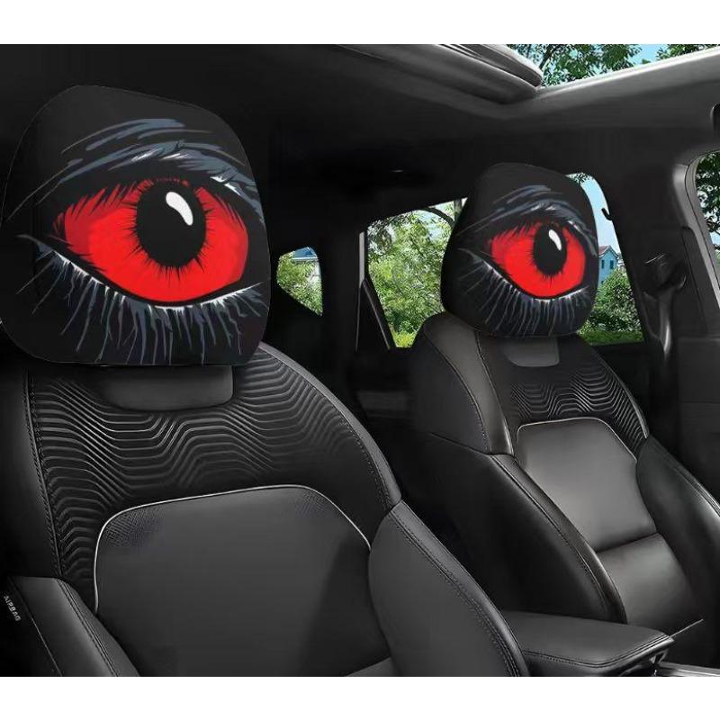 2PCS Funny Cartoon car headrest Cover, Cute Funny Eyes, Suitable for Halloween, Christmas car Universal Elastic Models Funny Decoration