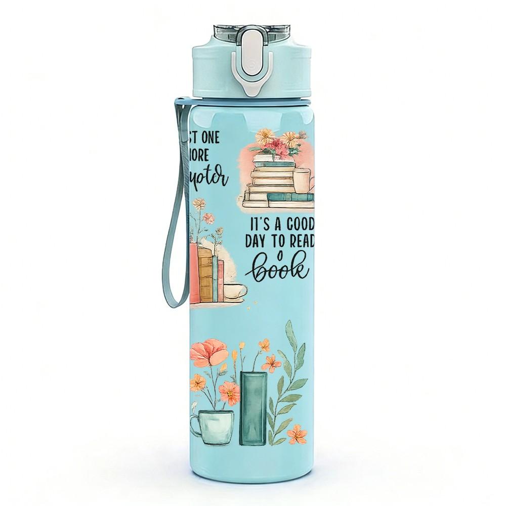 1PC Vintage Newspaper Quote Collage 750ml Color Plastic Sports Water Bottle Leakproof Flip Straw Lid Suitable for Sports Office Home Use