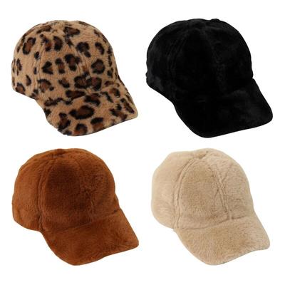 Berretto da baseball per bambini in peluche Berretto con visiera per bambini Autunno invernale Stampa leopardata Tinta unita Berretti per ragazzo Cappello per ragazza Caldo Accessorio per bambini 2-6 anni
