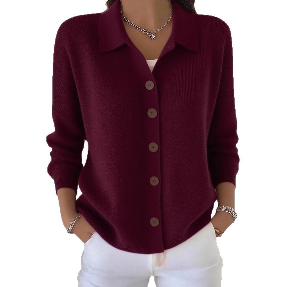 2025 European & American Women's Buttoned Knit Cardigan - New Autumn/Winter Solid Color Casual Fashion Sweater Coat