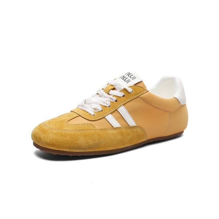 

2025 spring and summer new Korean version popular pearl bow fudge color scheme sports moral training shoes women s shoes trendy Forrest Gump shoes 35 жёлтый