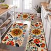 1Pcs Anti Fatigue Kitchen Rugs,  Red Floral  Print Waterproof Non-Slip Thick Cushioned Kitchen Mat Heavy Duty Comfort Standing Mat for Kitchen