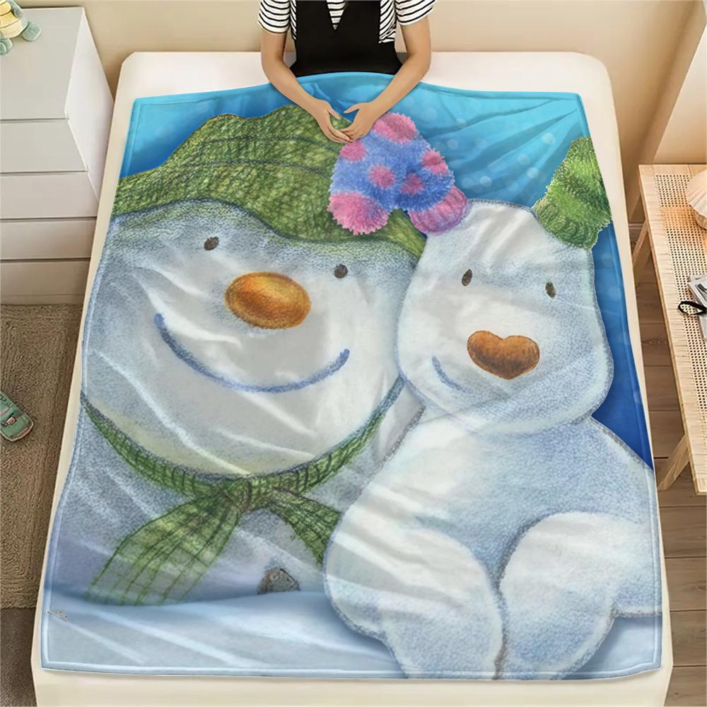 1PC The Snowman Print Flannel Blanket, High quality All Seasons, Home Decor, Warmth and Comfort, Perfect for Christmas Gifts