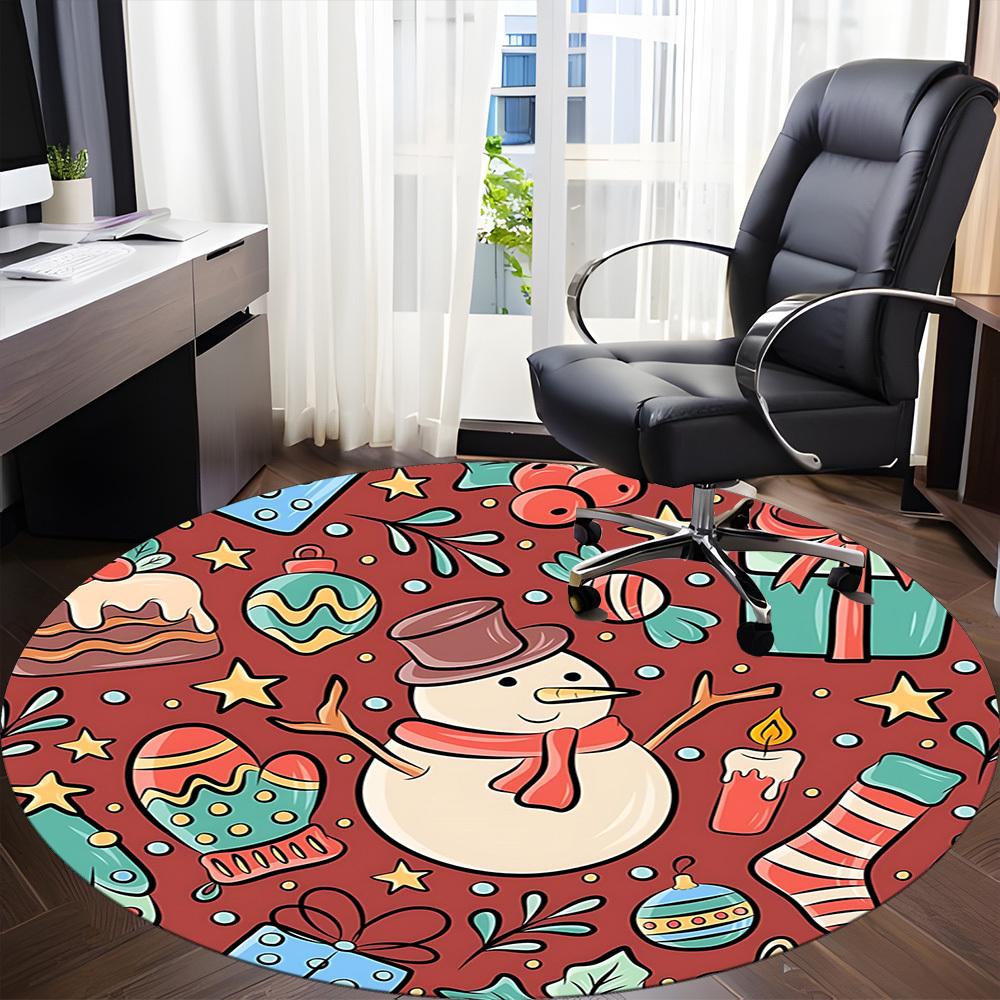 1pc Christmas Ornaments Carpet for Office Non-Slip, Round Carpet, Soft & Comfortable, Carpet for Office, Lightweight Round Floor Mat