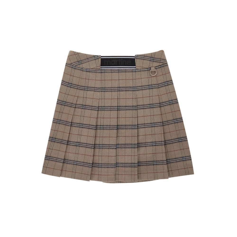 MARTINE GOLF Check Pleats Skirt_Beige
