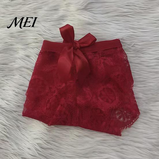 Stretch Fit Thong Panties Women's Sexy Sheer Lace Thong, Cheeky See Through Underwear, Skin-friendly High Waist T Back with Bow Women Underwear