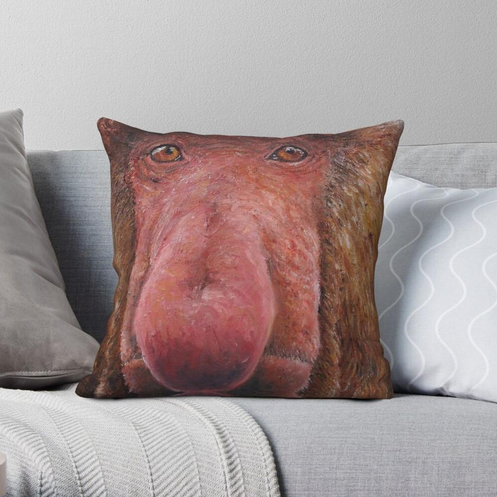 Proboscis Monkey Nasalis Larvatus Pillowcase Polyester Linen Velvet Creative Zip Decor Home Cushion Cover 45x45