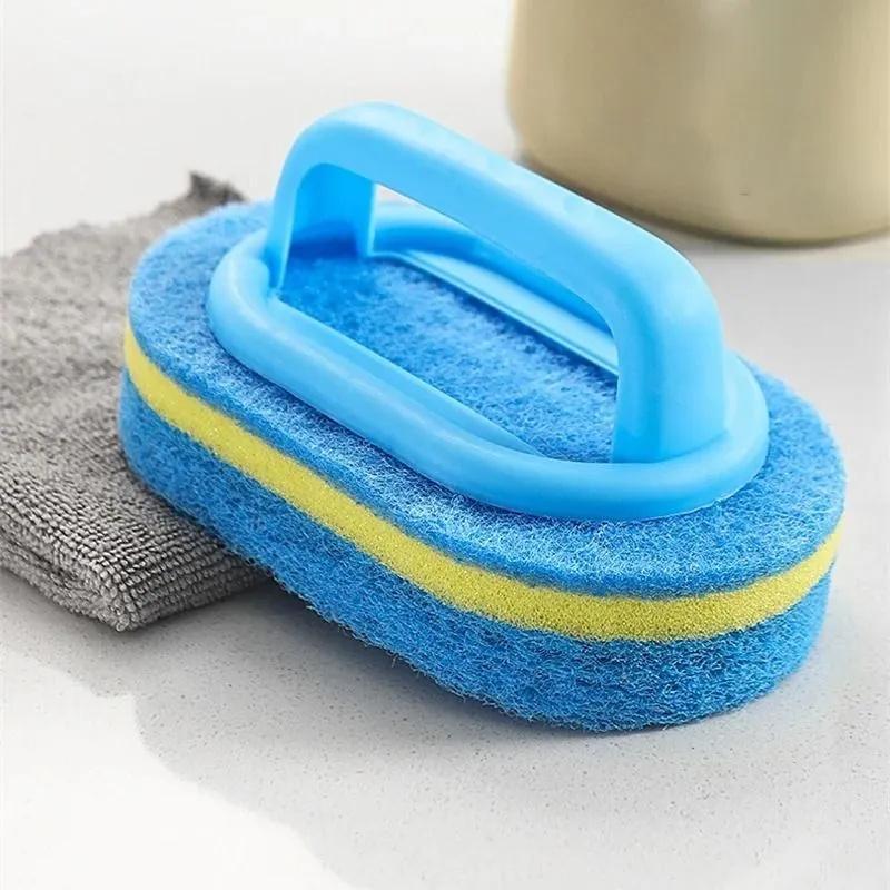 2Pcs Flexible Plastic Sponge Cleaning Fibre Cotton Bathroom Bathtub Brush With Handle