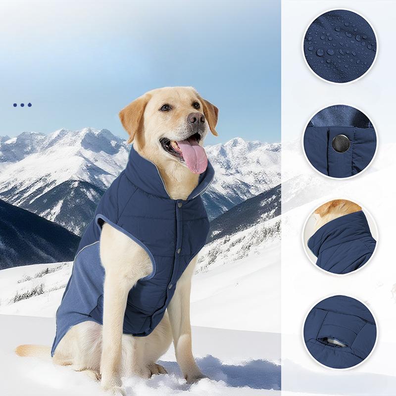 Autumn and Winter Pet Cotton-padded Jackets, Thickened Vests for Dogs, High-necked Warm Coats for Large, Medium and Small Dogs, Ski Suits