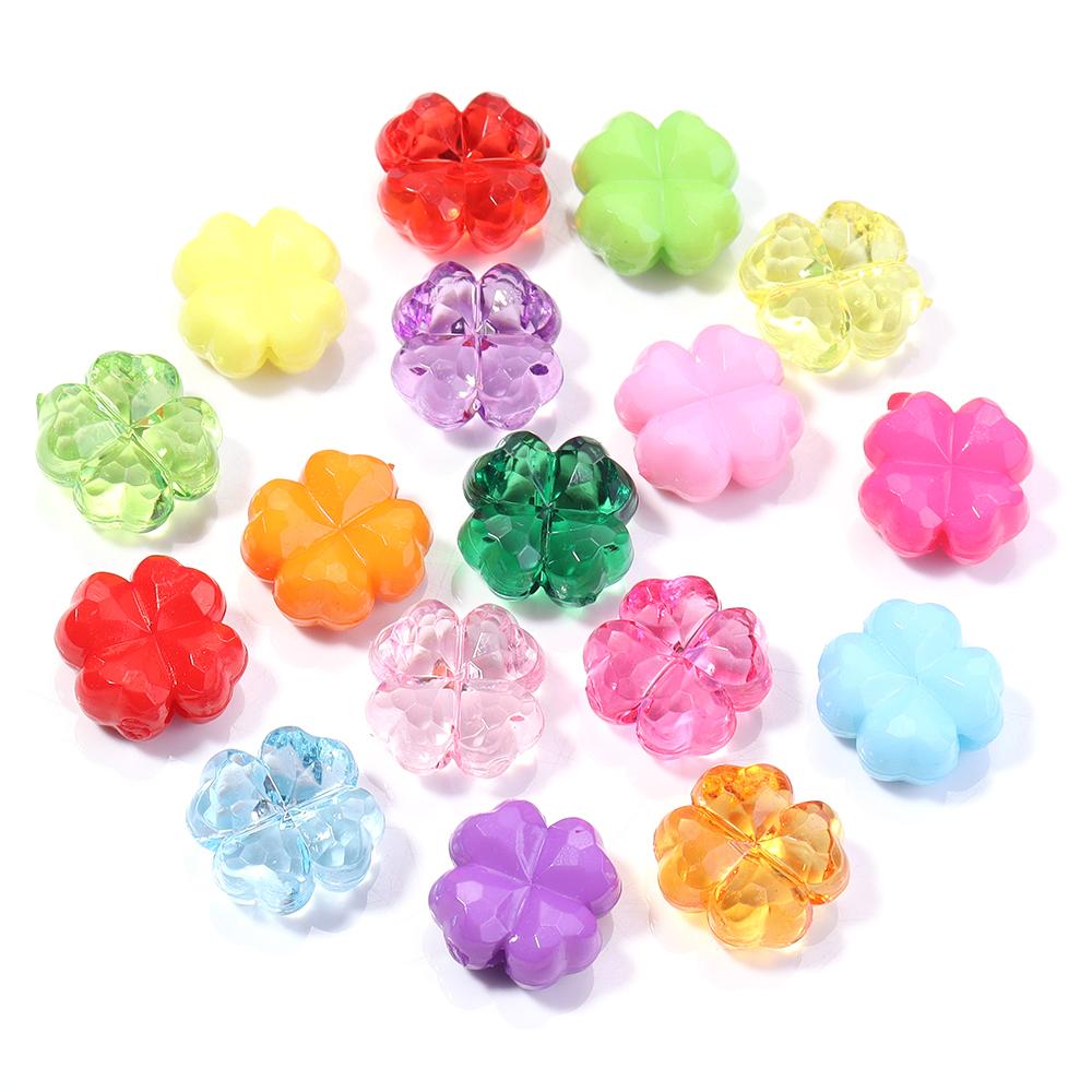 50pcs/lot Colorful Faceted Four Leaf Clover Acrylic Beads Loose Spacer Beads For Jewelry Making DIY Necklace Bracelet Earrings