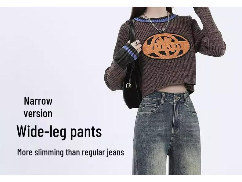 Plus Velvet Slimming Cement Gray Petite Straight & Wide Leg Jeans for Women - Autumn/Winter 2025 Collection