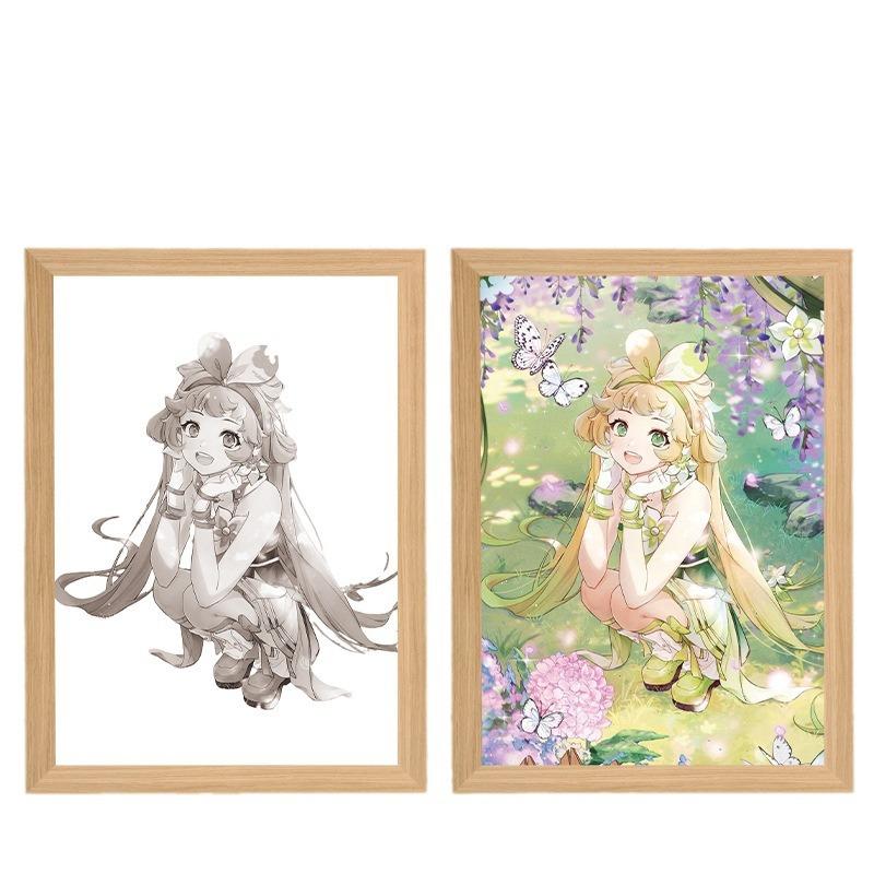 23cm/9.06in Wuthering Waves Mirror Light Painting Photo Anime Table Peripherals Night Lamp Collectible Birthday Decoration Gifts