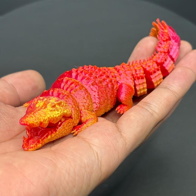 3Pc [Crocodile Model] | Colorful 3D Printed Plastic Decorations For Home, Office Or Car (Random Colors)