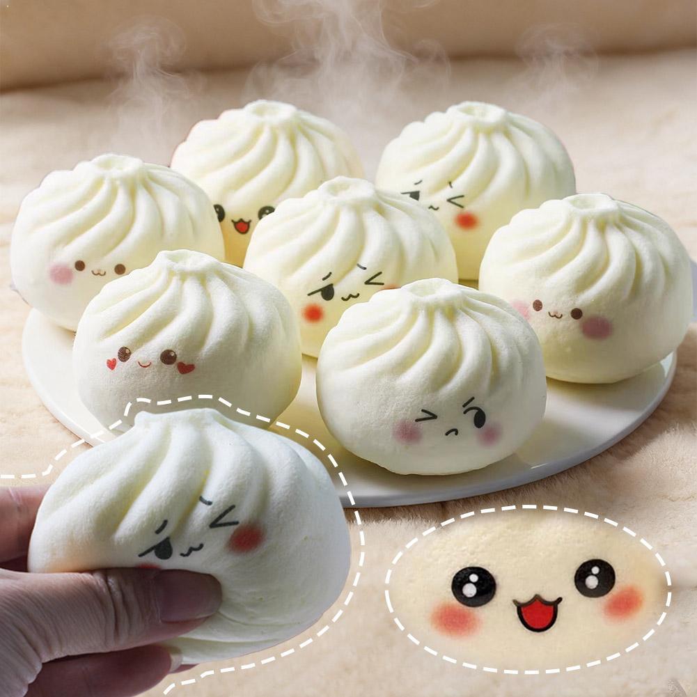 Cute Steamed Bun Stress Relief Toy Kawaii Dumpling Food Sensory Fidget Toy Anti Stress For Kids Adult Gift