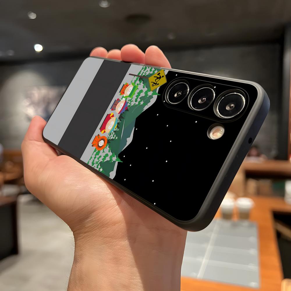 Funny S-South P-Park Phone Case For Samsung A56 A36 A26 A16 A15 A25 A35 A55 A14 A34 A24 A54 Black Soft Shell