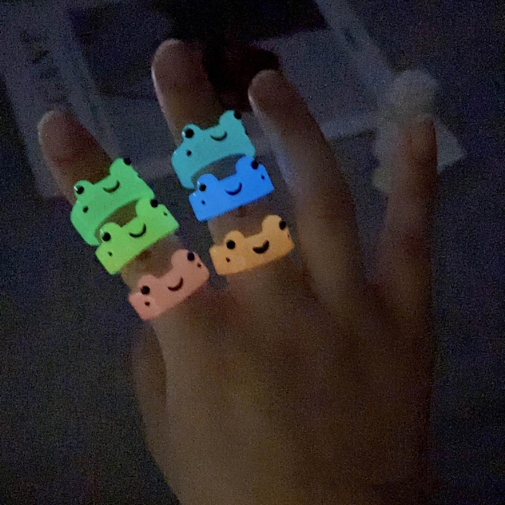 Glow In The Dark Rings Luminous Frog Ring Funny Animal Finger Ring Colored Ring