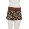 Y2K Leopard Patchwork Lace-Up Mini Skirt with Waistband