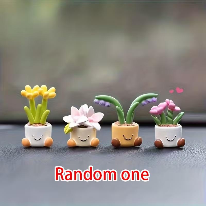 

Mini Potted Flower Car Decorations - Charming Center Console Ornaments, Luxury Interior Accents for Dashboard & Cup Holder білий
