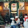 4-1PC Christmas Non-woven Window Stickers Santa Claus Snowman Elk Door Wall Sticker Christmas Decor New Year Home Decorations