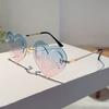 Rimless Heart Shaped Sunglasses Fashion Cute Hollowed Decor Rave Shades Women Trendy Brand Design Vacation Sun Glasses