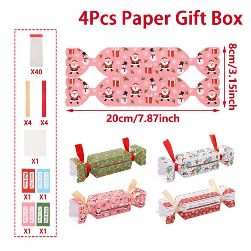4PCS Christmas Money Box for Cash Gift Pull,DIY Candy Christmas Money Holders for Cash,Funny Surprise Box Money Gift Box with 40 Transparent Bags