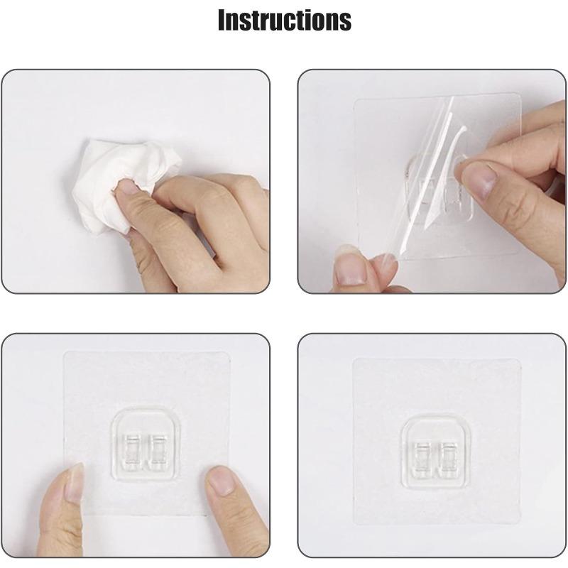 11PCS Transparent Adhesive Storage Rack Sticky Hooks No Drill Bathroom Kitchen Shelf Holder Iron Support Strong Bearing Capacity