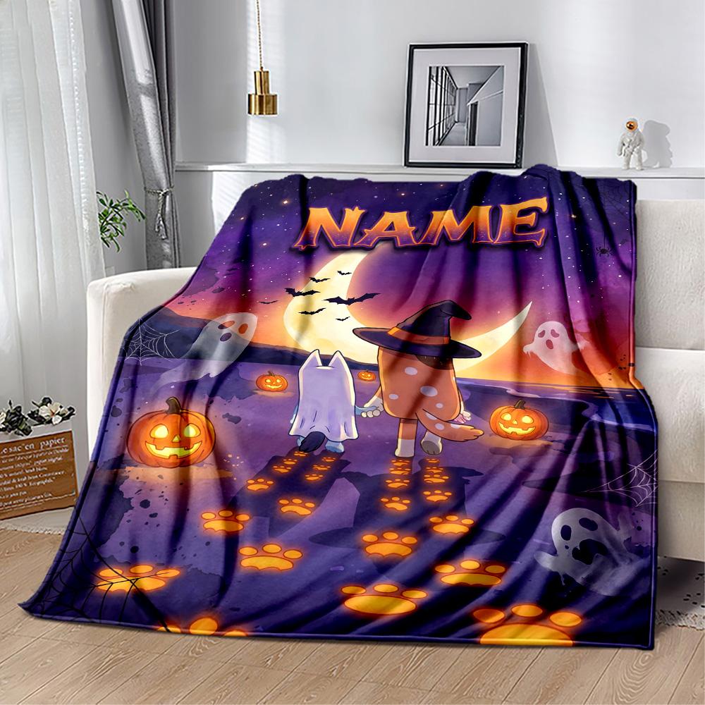 Halloween Costume Parade Personalized Name Blanket Multi-purpose Personalized Blanket Soft & Cozy Perfect for Seaside Office Bed Living Room