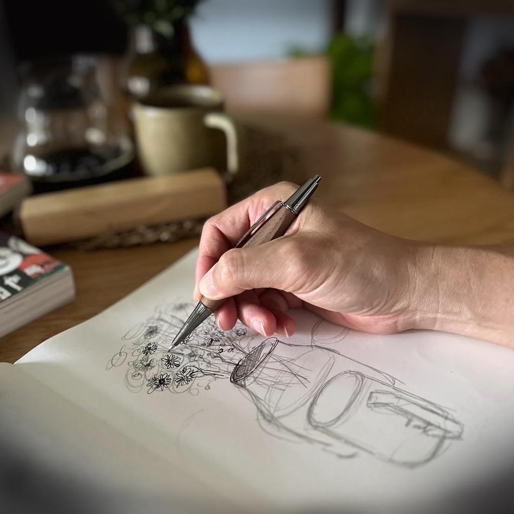 LACHIEVA LUX Luxury Walnut Wood Ballpoint Pen Mechanical Pencil Set Triangular Grip Unisex Gift & – Design,