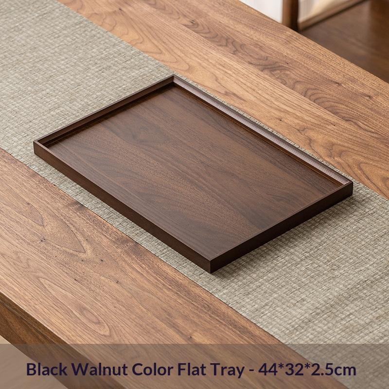 Multipurpose Rectangular Bamboo Serving Tray Walnut Color Solid Wooden Tray for Fruit Snack Jewelry Display Decor