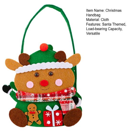 Christmas Gift Bags with Handles Santa Reindeer Snowman Goody Bag Thick Holiday-themed Gift Pouch for Candy Apples Toys