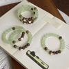 [Lake Light Zen] New Chinese Imitation Laoshan Sandalwood Agarwood Round Bead Flower Bracelet Cold Zen Style Bracelet