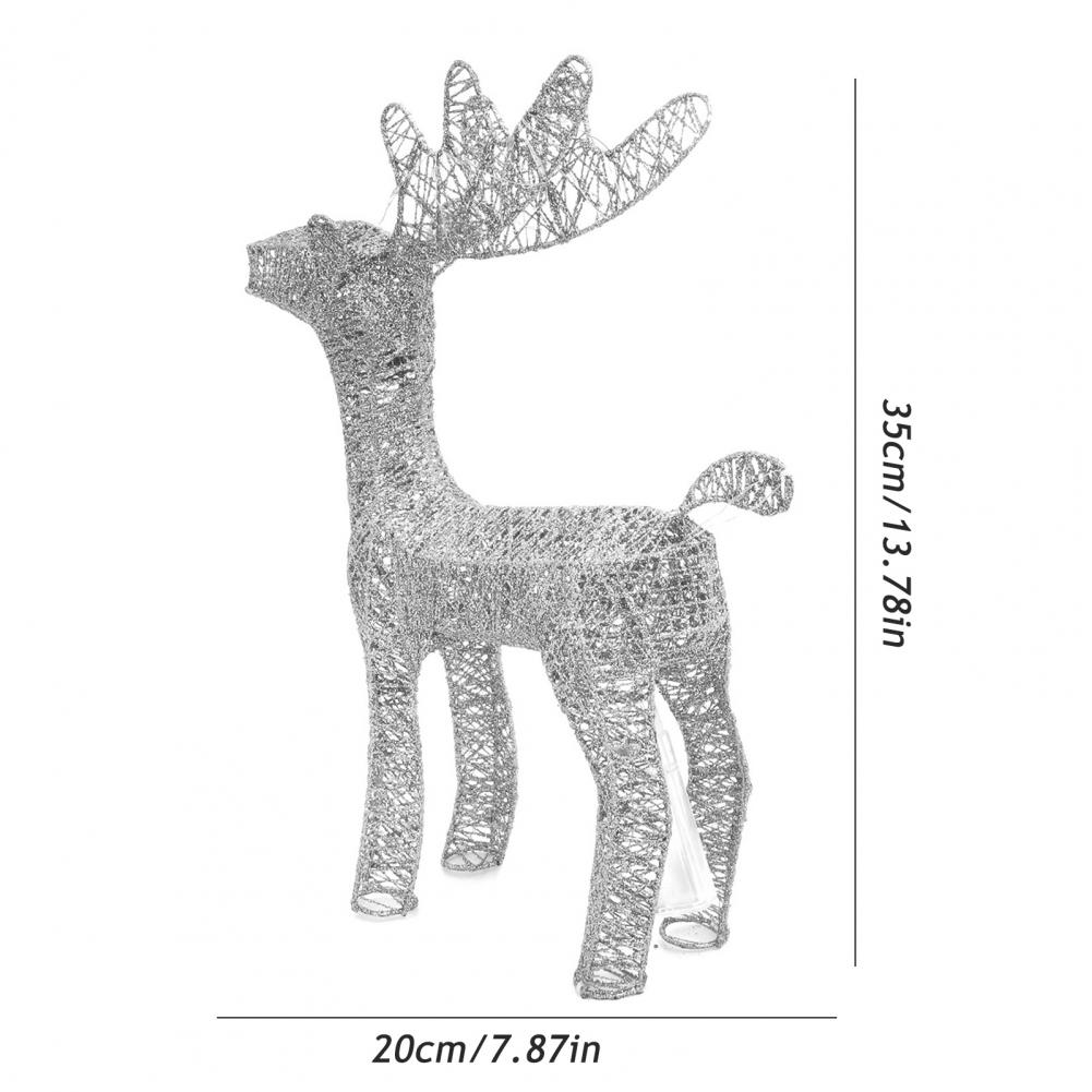 Lighted Christmas Reindeer Figurine 3D Metal Standing Deer Statue with LED Light for Outdoor Christmas Lawn Yard Decor Ornament