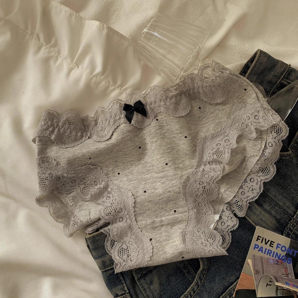 French Retro Lace-Trimmed All-Cotton Antibacterial Women's Triangle Briefs