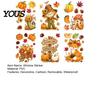 Holiday Window Decals for Glass 6 Sheets Autumn Harvest Stickers, Thanksgiving Cartoon Static Cling Decorations with Fall Art Pumpkins Maple