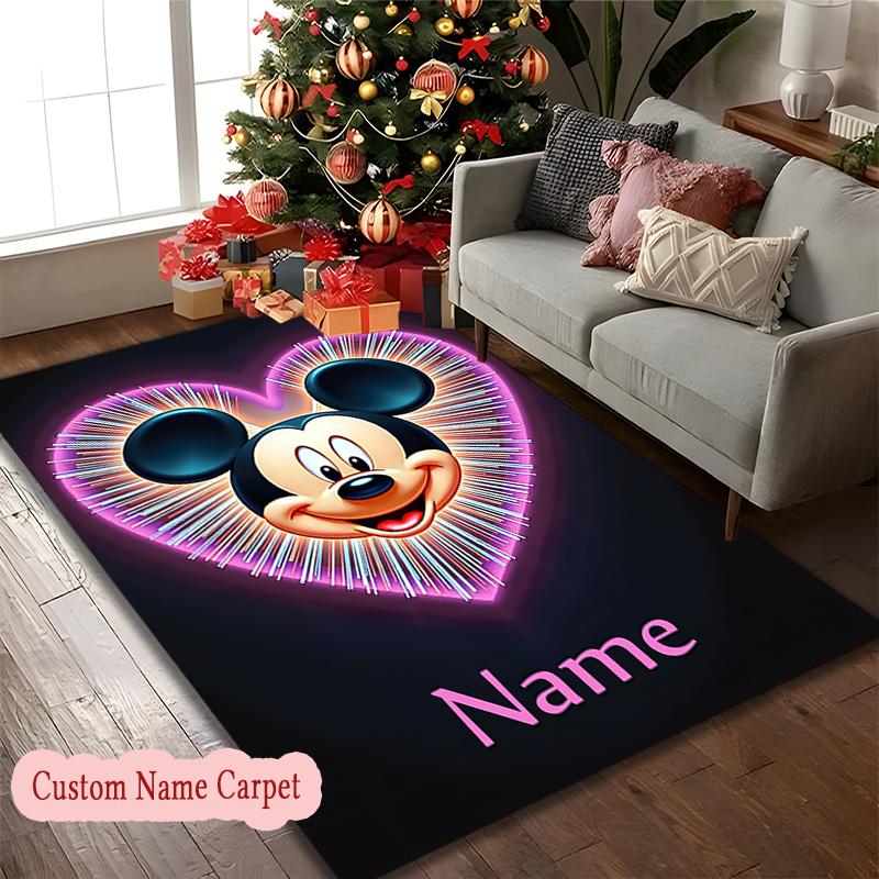 Custom Name Love Magic Minnie Heartfelt Rug Ideal for RV, Terrace, Backyard, Picnic Essentials, Slip-resistant Home Carpet