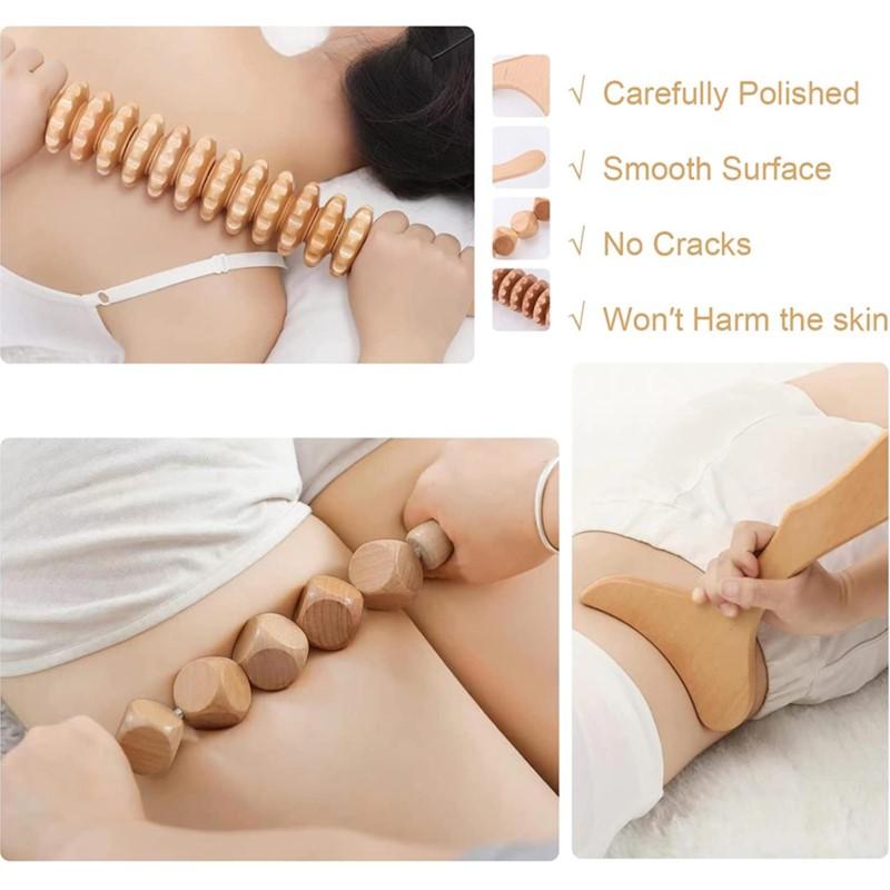 Herramientas de Masaje de Maderoterapia Manuales Accesorios Gua Sha Rodillo Masajeador Anticelulítico Cubo de Madera Masajeador Para Liberación Corporal